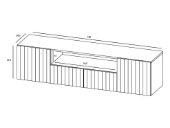 Mueble de TV con 3 puertas y nicho - Cuerpo Blanco mate, frentes estriados Blanco mate - 150 cm