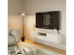 Mueble de TV con 3 puertas y un estante – blanco – 150 cm – FRAMME