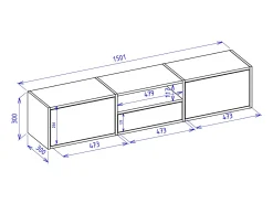 Mueble de TV con 3 puertas y un estante – blanco – 150 cm – FRAMME