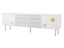 Mueble de TV con estructura de celosía - 170 x 36 x 54 cm - con 4 puertas - MDF - blanco