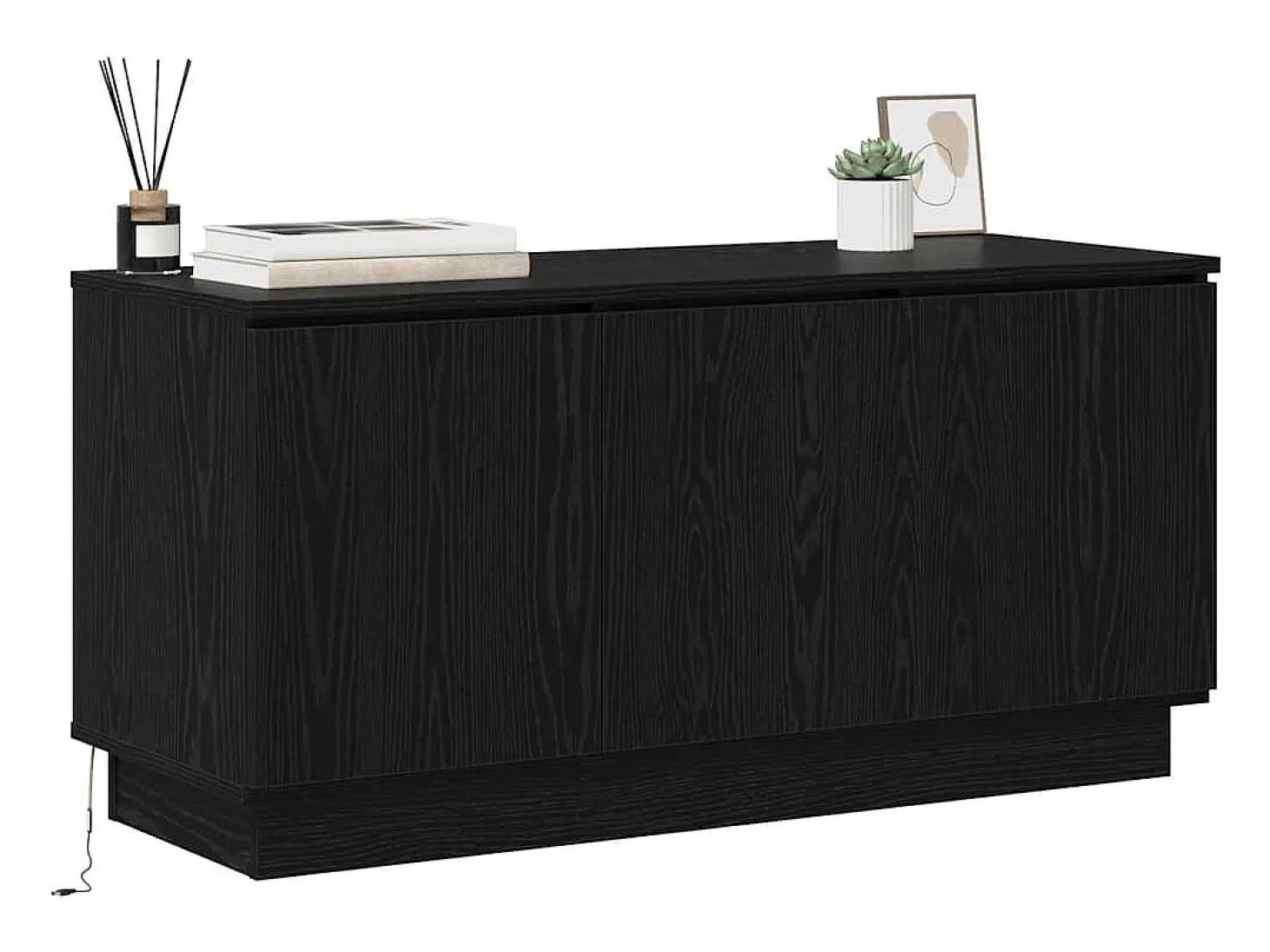 Mueble de TV con LED Roble negro 100 x 38 x 49 cm