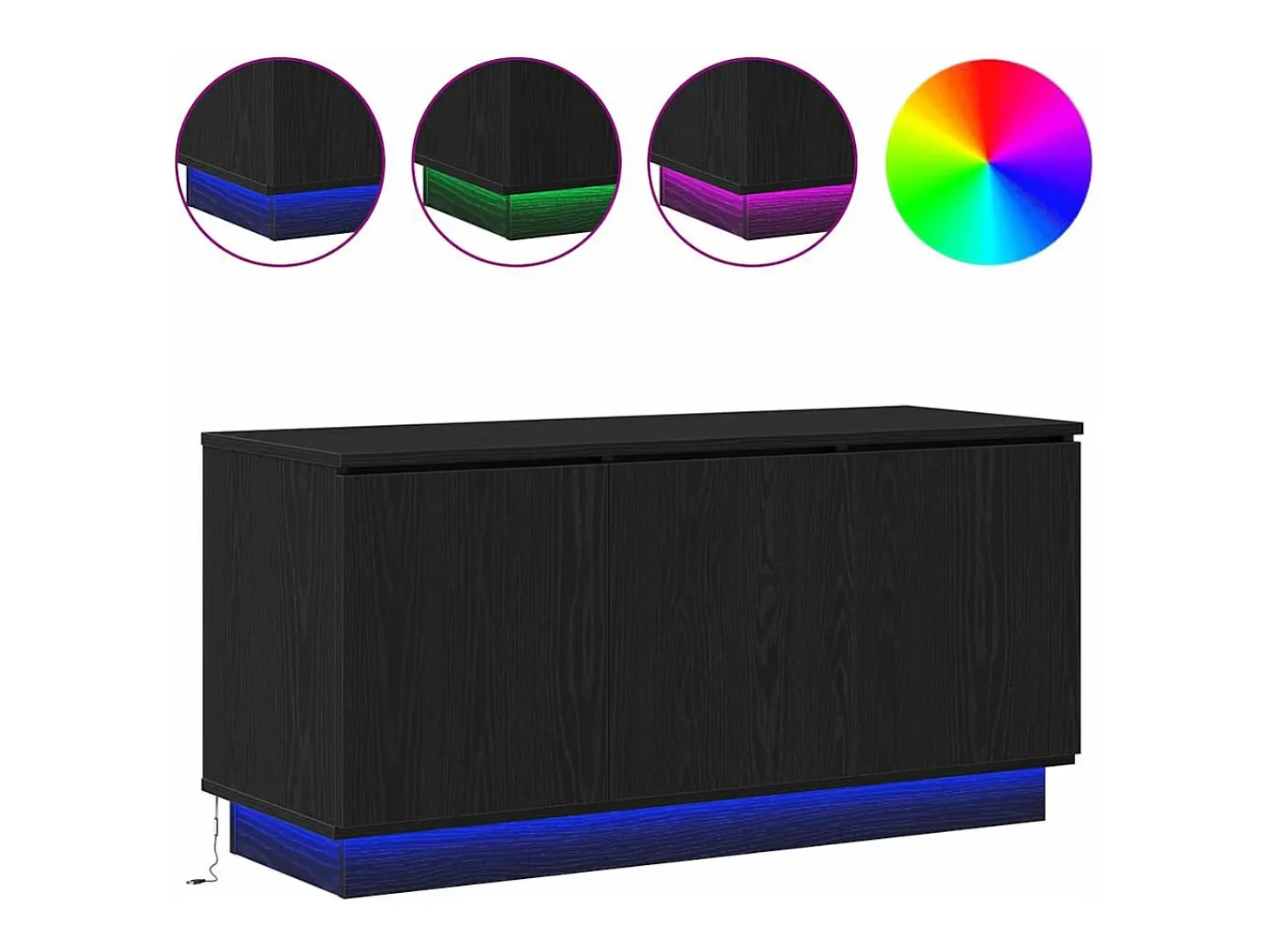 Mueble de TV con LED Roble negro 100 x 38 x 49 cm