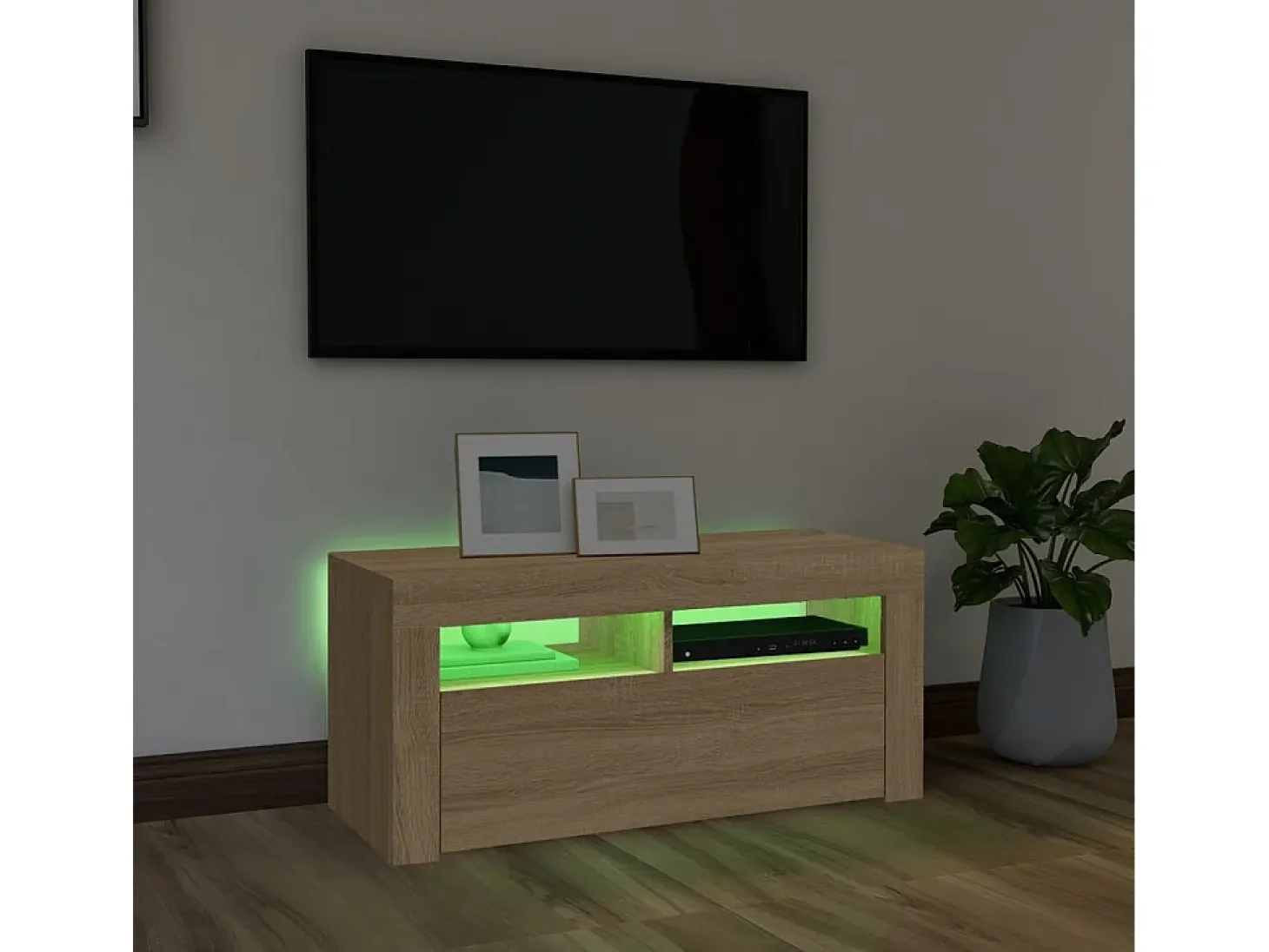 Mueble de TV con luces LED roble Sonoma 90x35x40 cm ES90090