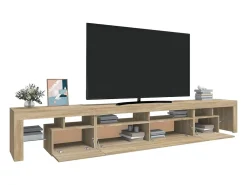 Mueble de TV con luces LED roble Sonoma 260x36,5x40 cm