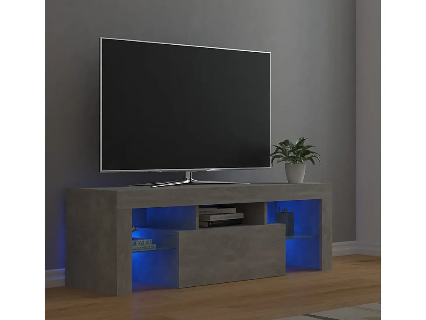 Mueble de TV con luces LED gris hormigón 120x35x40 cm