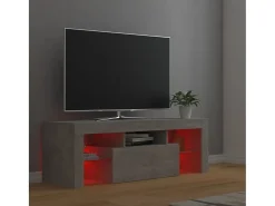 Mueble de TV con luces LED gris hormigón 120x35x40 cm