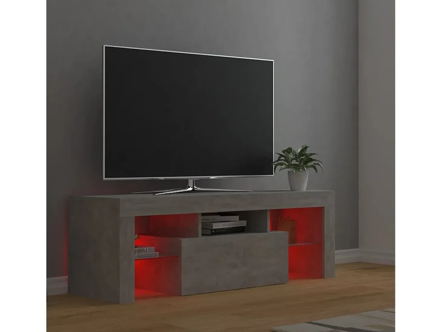Mueble de TV con luces LED gris hormigón 120x35x40 cm