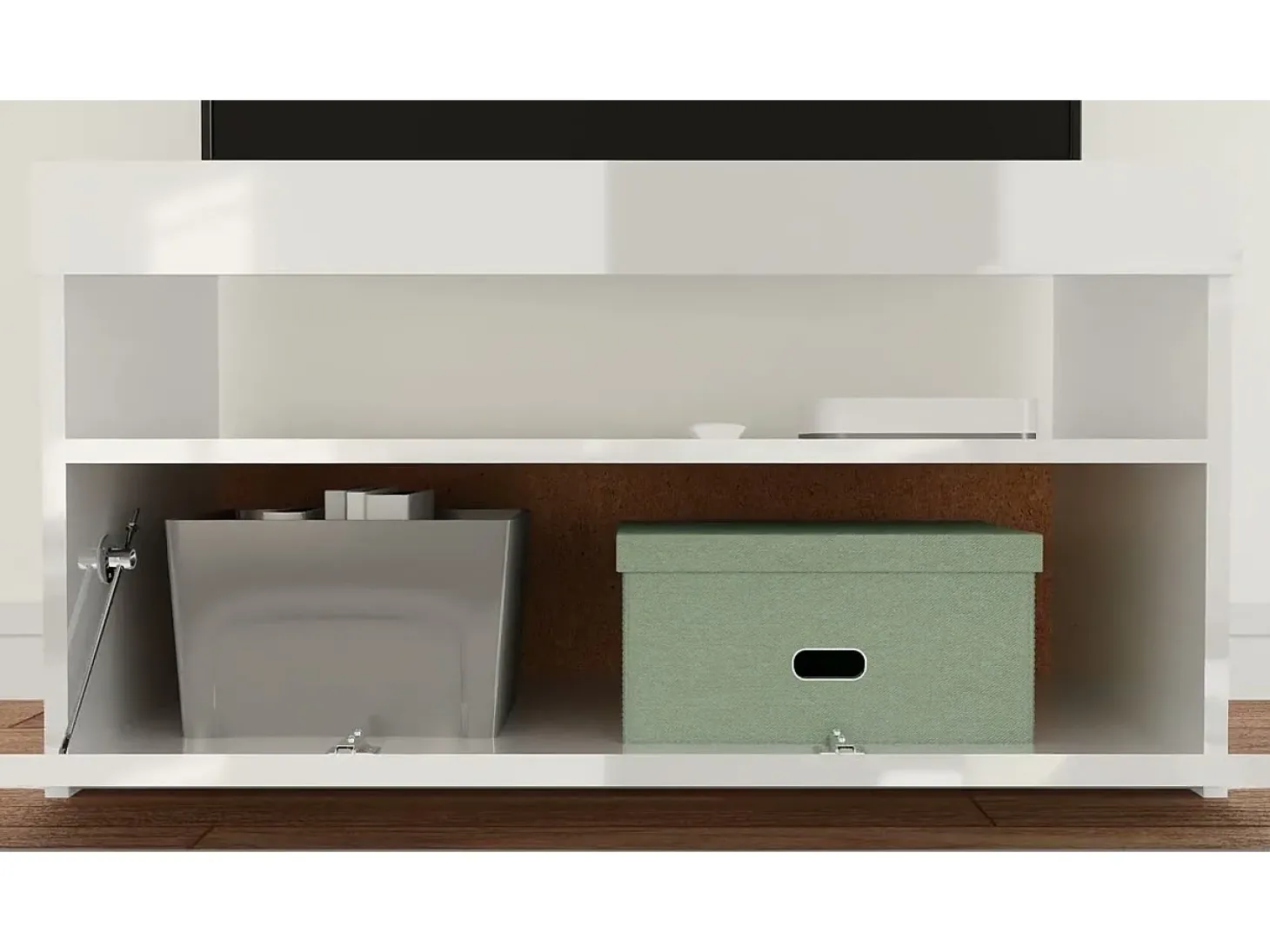 Mueble de TV con luces LED blanco brillante 75x35x40 cm