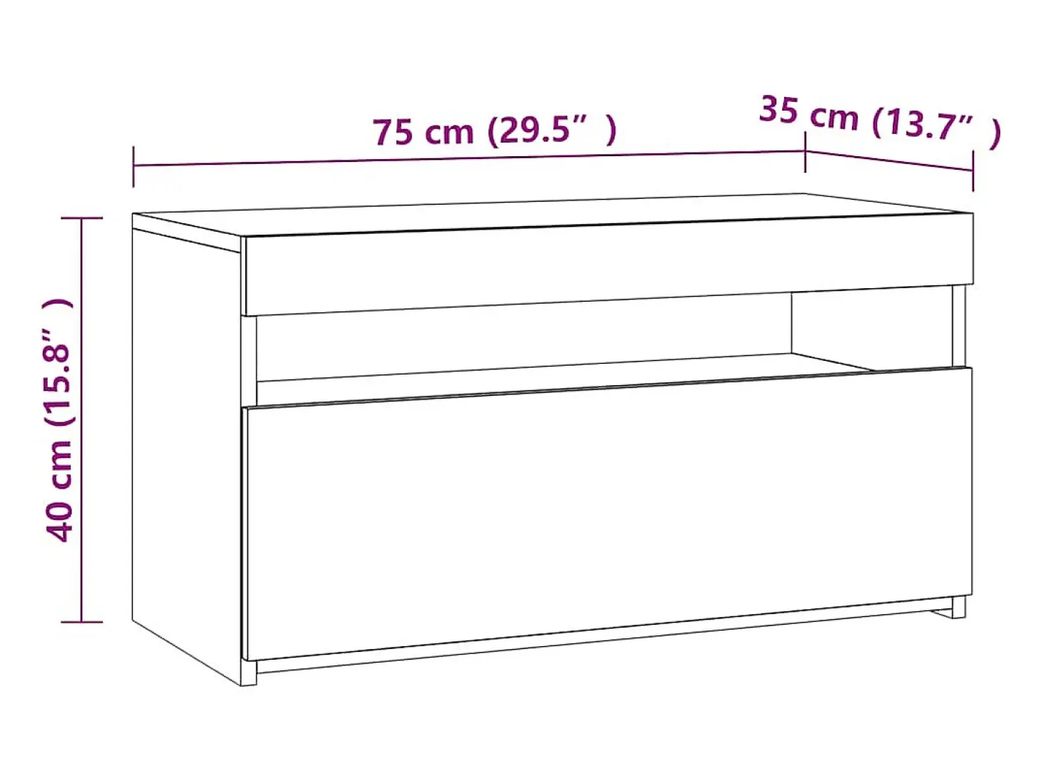Mueble de TV con luces LED blanco brillante 75x35x40 cm