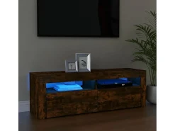 Mueble de TV con luces LED color roble ahumado 120x35x40 cm