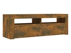 Mueble de TV con luces LED color roble ahumado 120x35x40 cm
