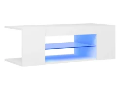 Mueble de TV con luces LED blanco 90x39x30 cm