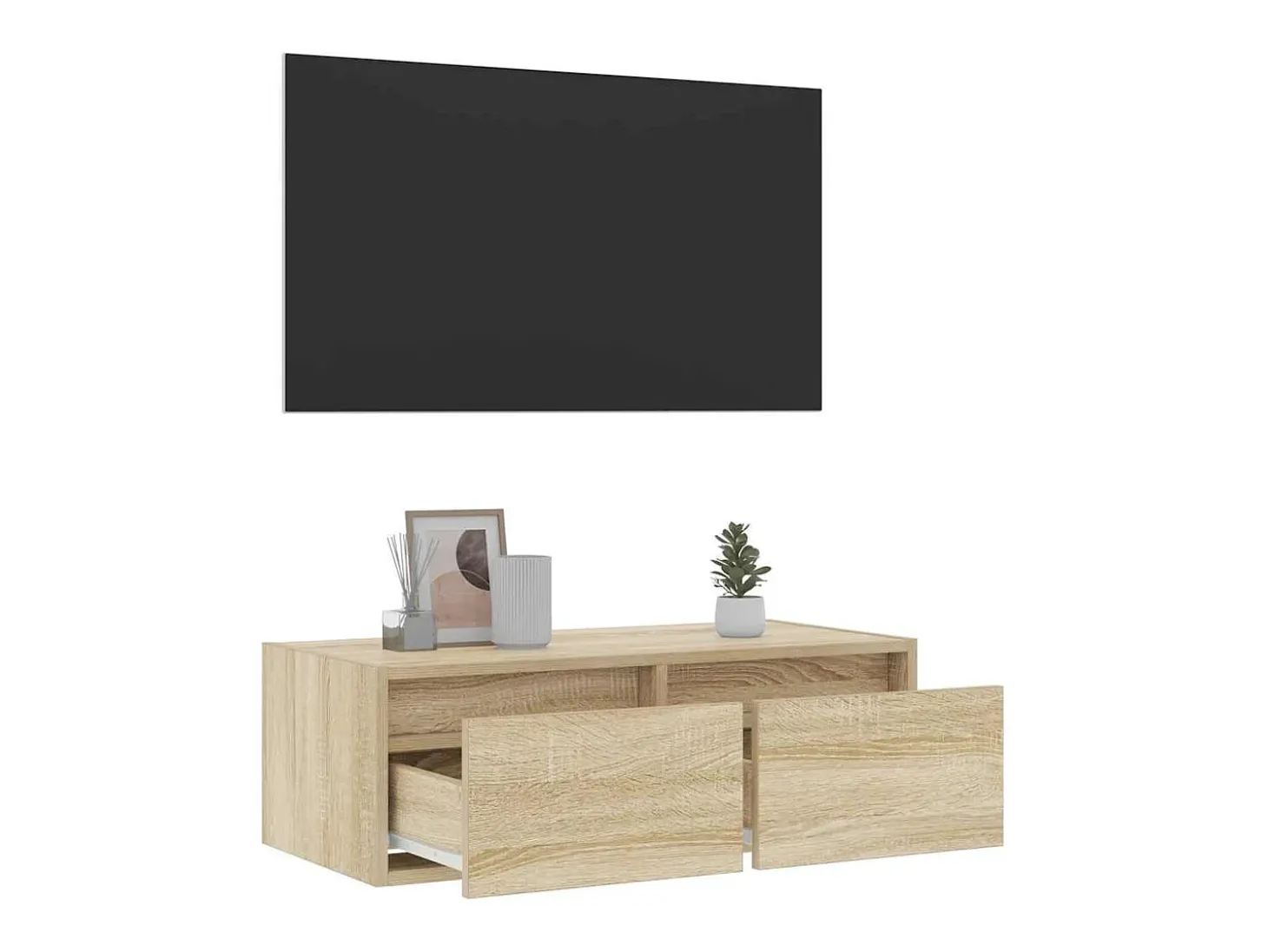 Mueble de TV con luces LED roble sonoma 75x35,5x25 cm
