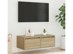 Mueble de TV con luces LED roble sonoma 75x35,5x25 cm