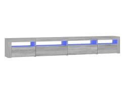 Mueble de TV con luces LED gris sonoma 270x35x40 cm ES16481