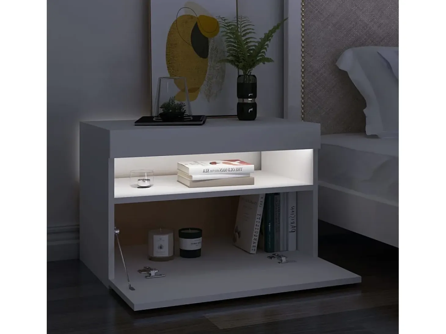 Mueble de TV con luces LED blanco 60x35x40 cm