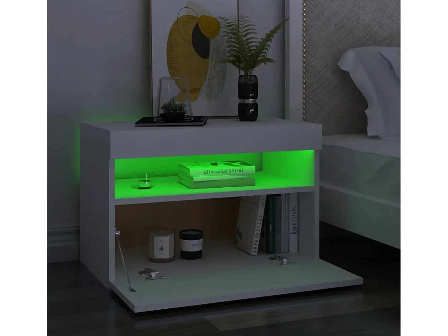 Mueble de TV con luces LED blanco 60x35x40 cm