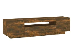 Mueble de TV con luces LED color roble ahumado 160x35x40 cm
