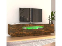 Mueble de TV con luces LED color roble ahumado 160x35x40 cm