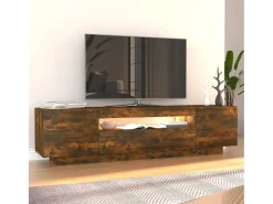 Mueble de TV con luces LED color roble ahumado 160x35x40 cm