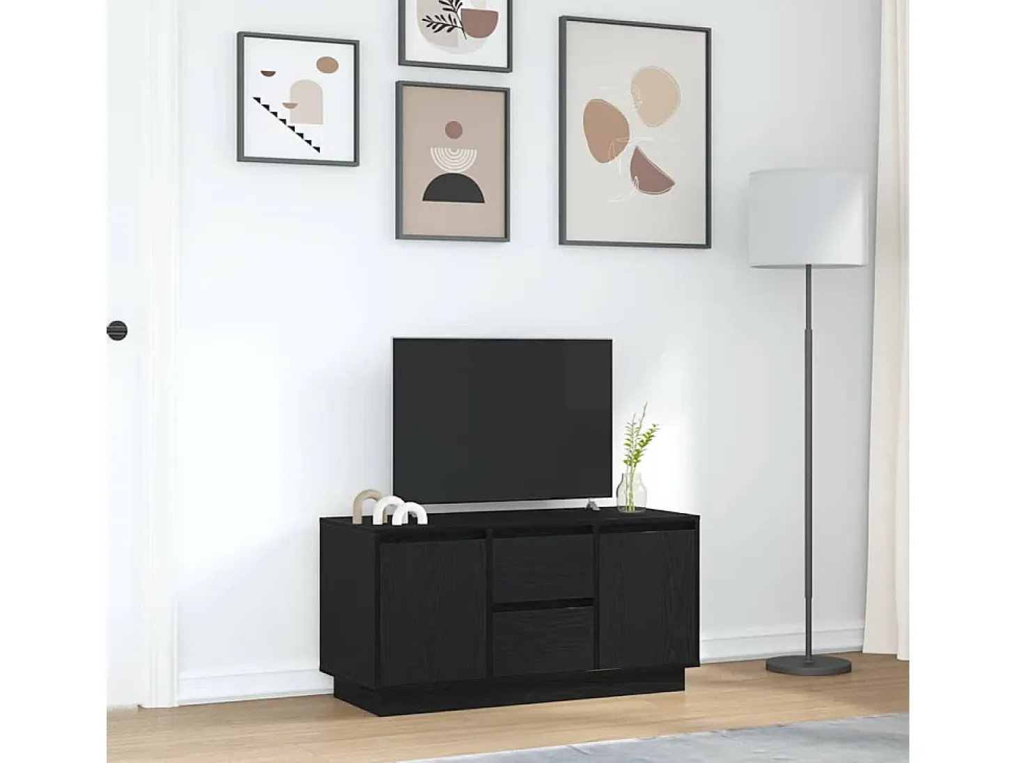 Mueble de TV con luces LED roble negro 100x41x50 cm