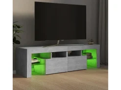 Mueble de TV con luces LED gris hormigón 140x36,5x40 cm