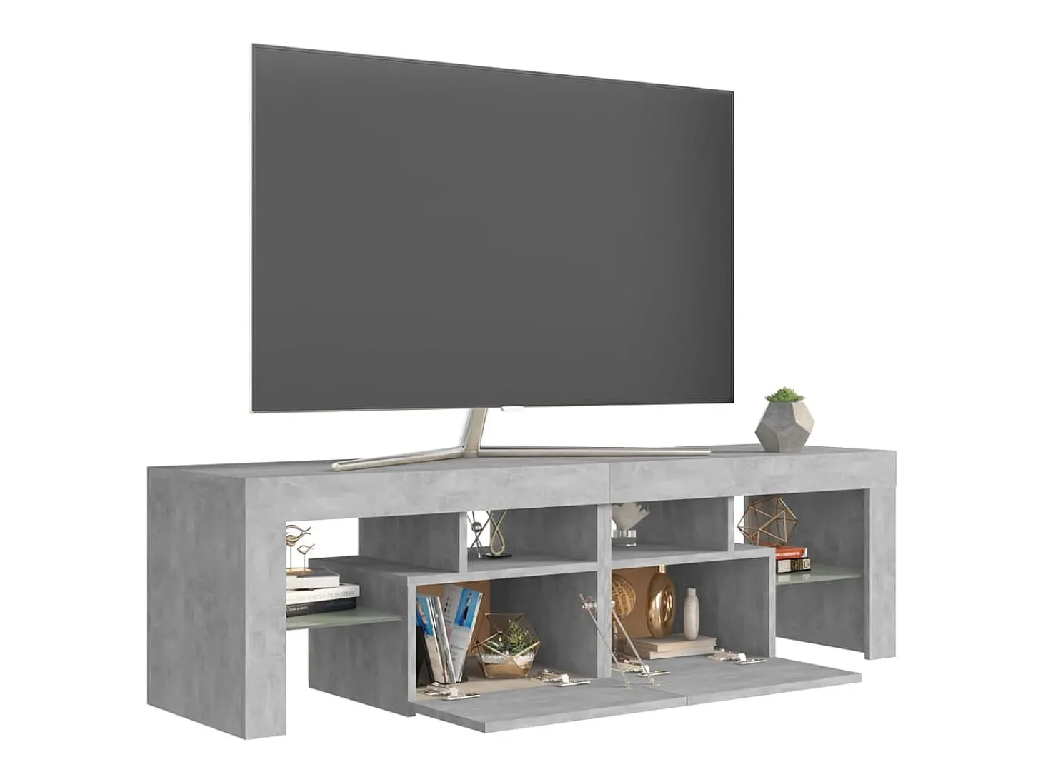 Mueble de TV con luces LED gris hormigón 140x36,5x40 cm