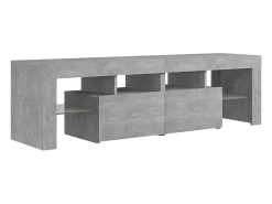 Mueble de TV con luces LED gris hormigón 140x36,5x40 cm