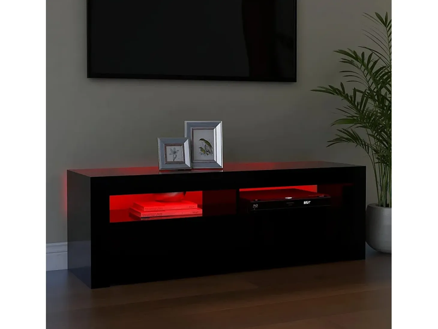 Mueble de TV con luces LED negro 120x35x40 cm