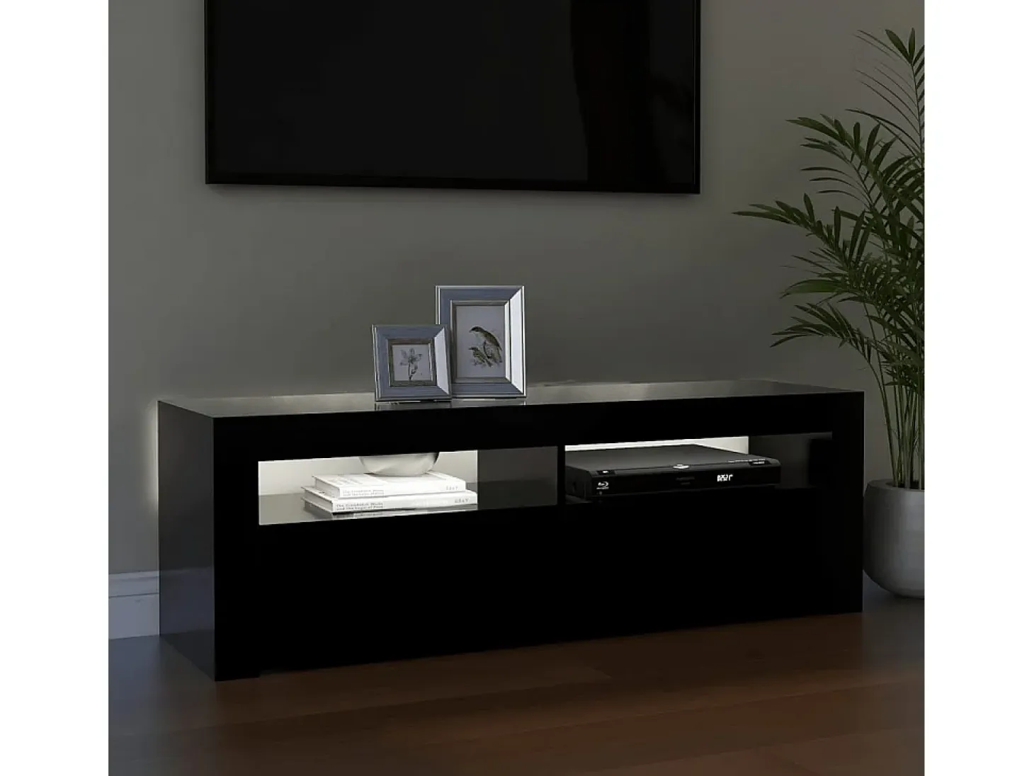 Mueble de TV con luces LED negro 120x35x40 cm