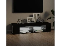 Mueble de TV con luces LED negro 135x39x30 cm