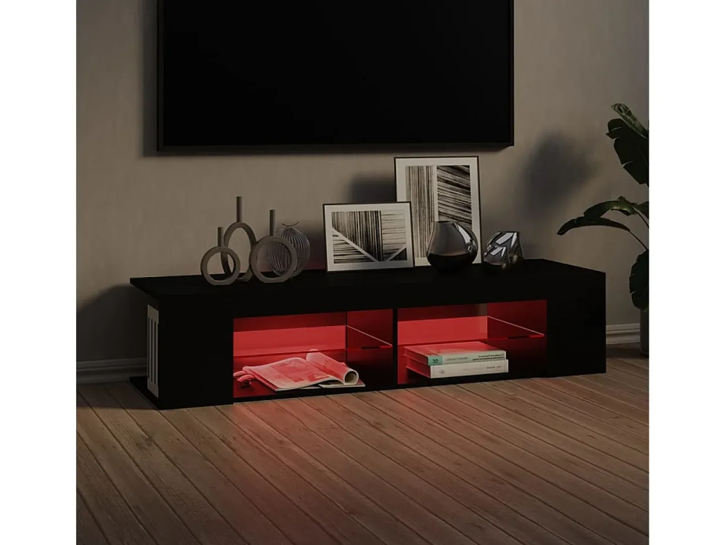 Mueble de TV con luces LED negro 135x39x30 cm