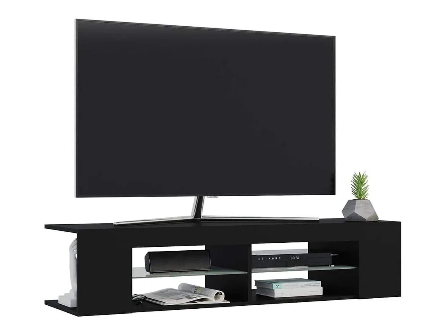 Mueble de TV con luces LED negro 135x39x30 cm