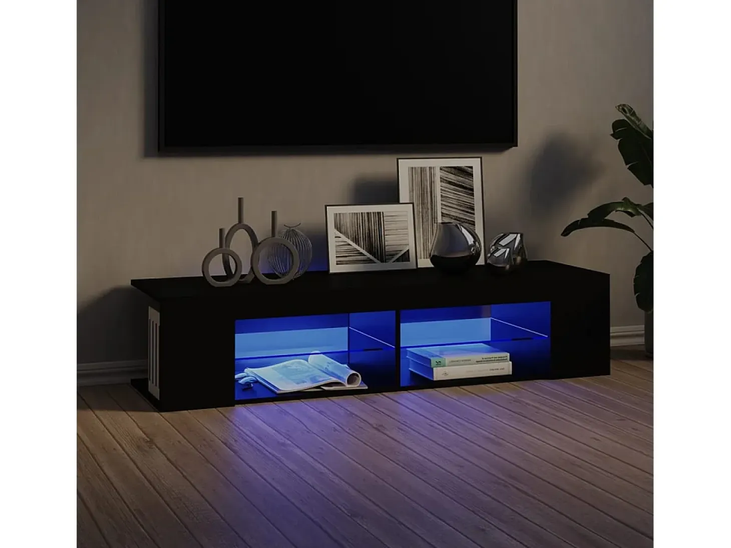 Mueble de TV con luces LED negro 135x39x30 cm
