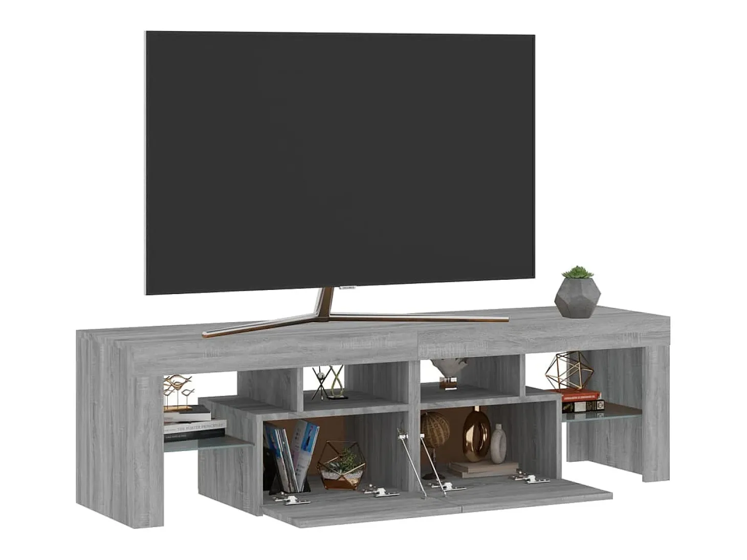 Mueble de TV con luces LED gris Sonoma 140x36,5x40 cm