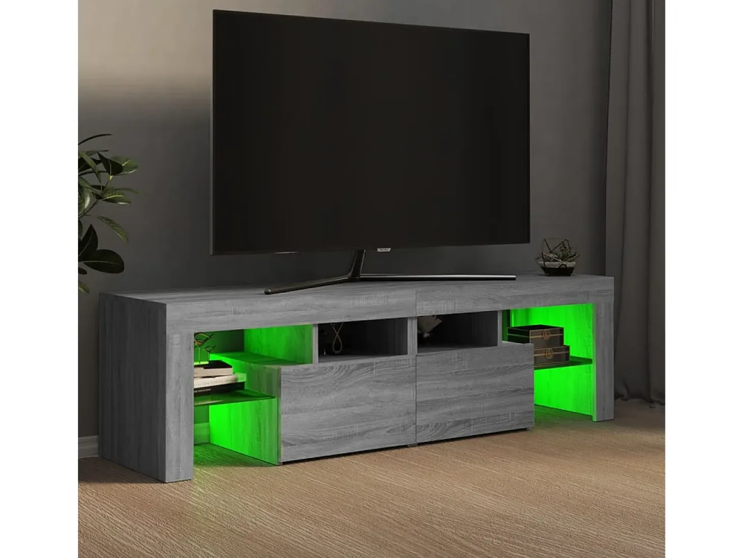 Mueble de TV con luces LED gris Sonoma 140x36,5x40 cm