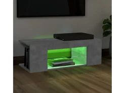 Mueble de TV con luces LED gris hormigón 90x39x30 cm