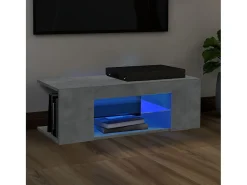 Mueble de TV con luces LED gris hormigón 90x39x30 cm