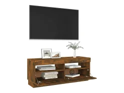 Mueble de TV con luces LED roble ahumado 100x35x40 cm