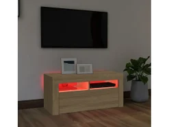 Mueble de TV con luces LED roble Sonoma 90x35x40 cm