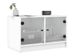 Mueble de TV con puertas de vidrio blanco 68x37x42 cm