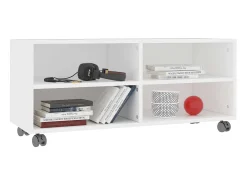 Mueble de TV con ruedas madera contrachapada blanco 90x35x35 cm ES26940