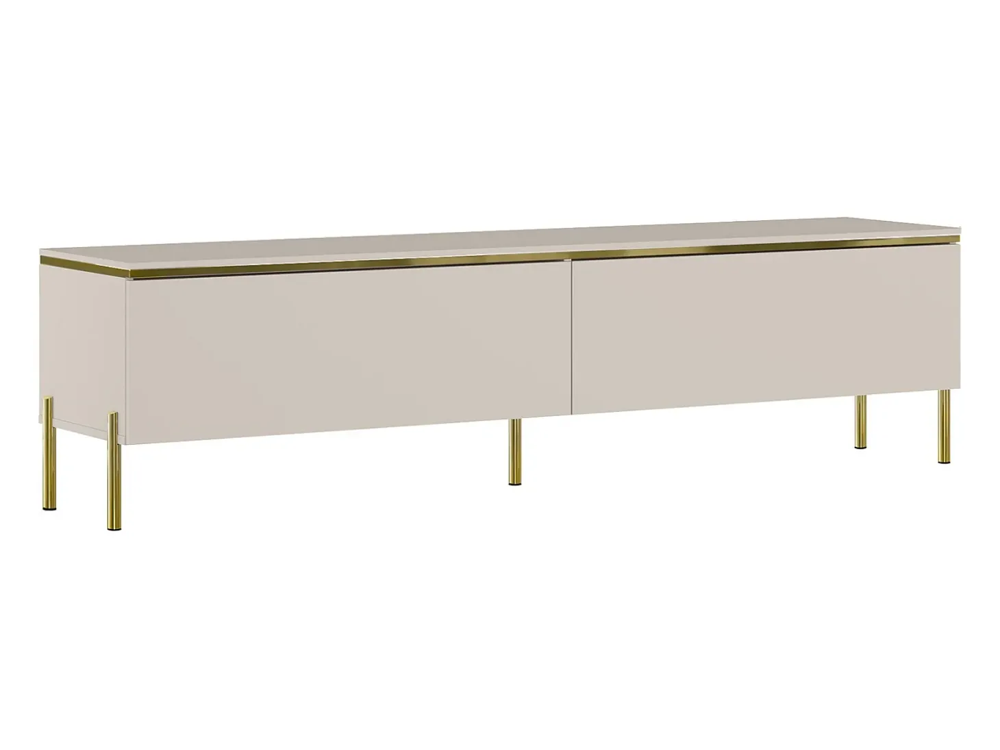 Mueble de TV contemporáneo con 2 puertas - Beige y dorado - VUKIA
