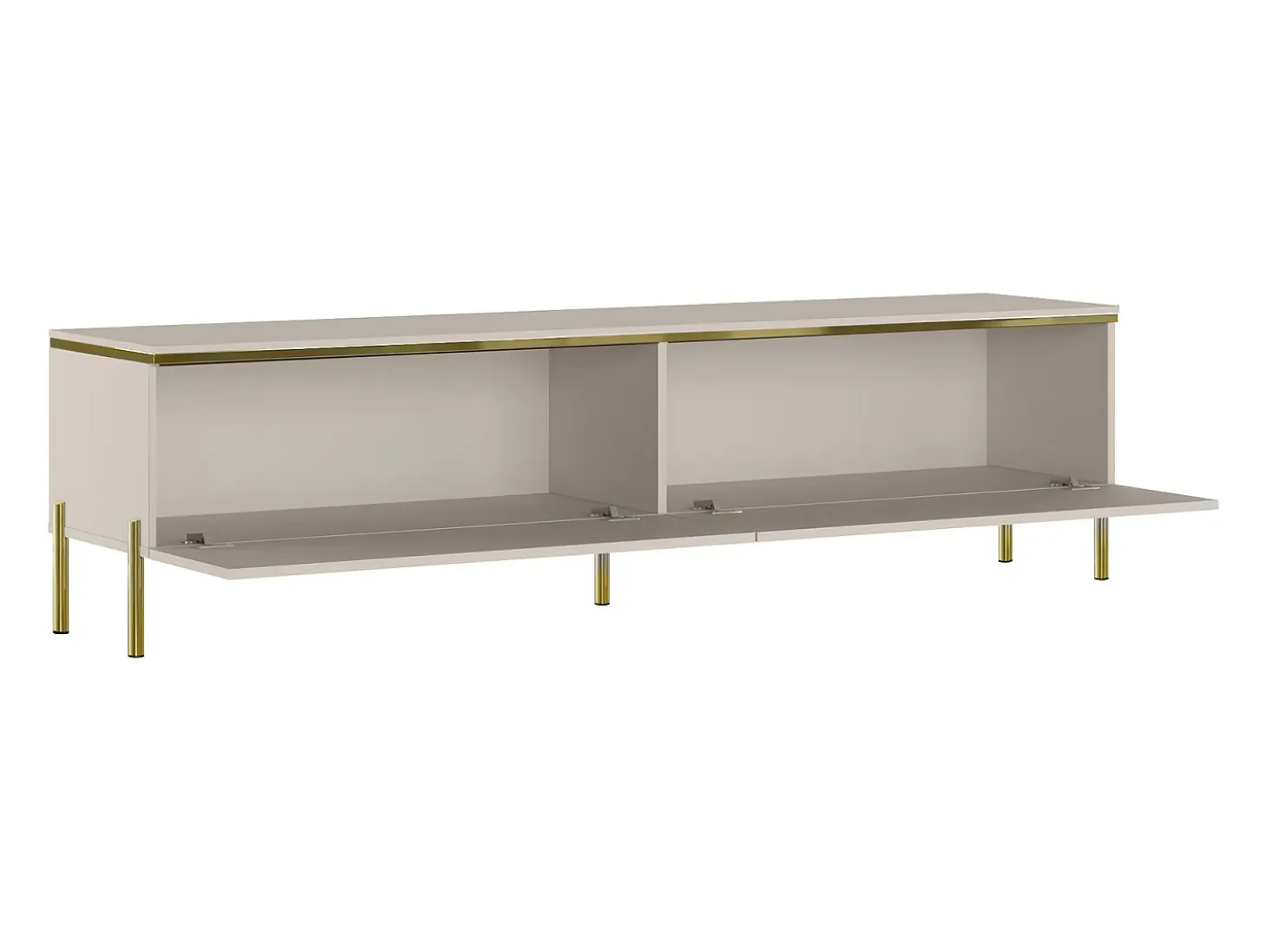Mueble de TV contemporáneo con 2 puertas - Beige y dorado - VUKIA