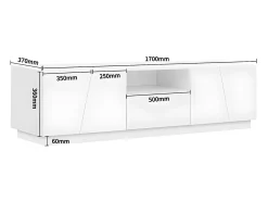 Mueble de TV de 170 cm, con cajón, 4 puertas, compartimento abierto, estilo escandinavo, cómoda de TV - Blanco