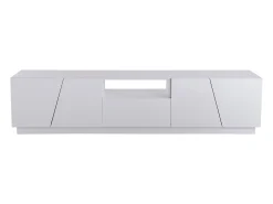 Mueble de TV de 170 cm, con cajón, 4 puertas, compartimento abierto, estilo escandinavo, cómoda de TV - Blanco