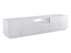 Mueble de TV de 170 cm, con cajón, 4 puertas, compartimento abierto, estilo escandinavo, cómoda de TV - Blanco