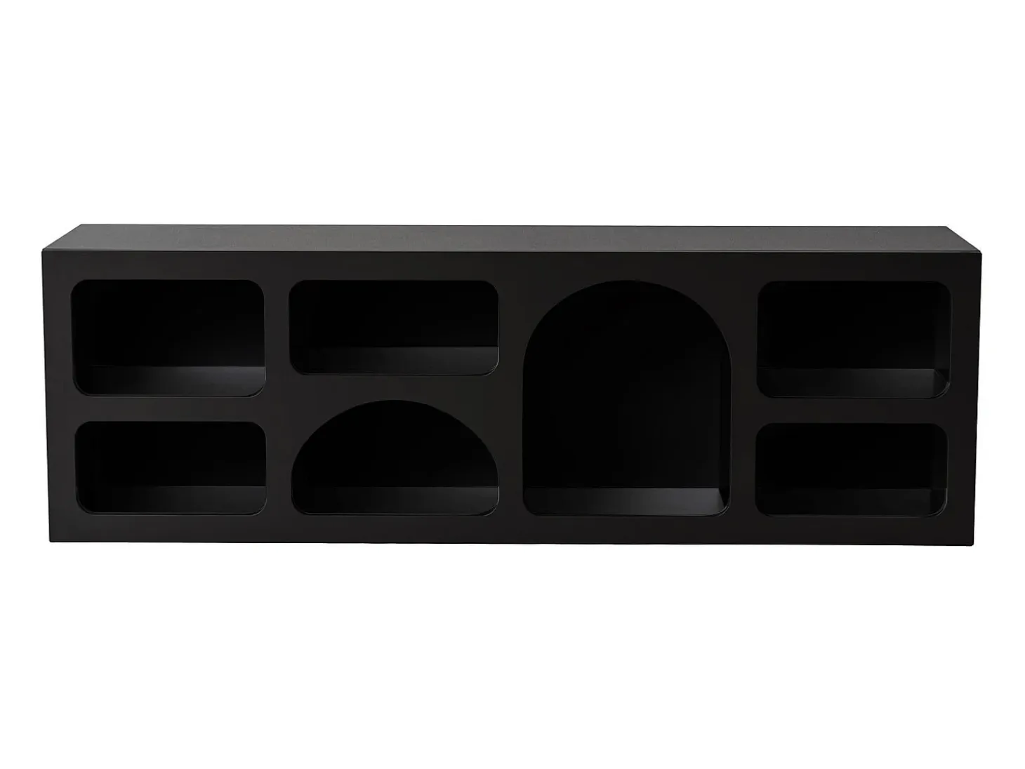 Mueble de TV de diseño con 7 estantes - Color: Negro - LUELA