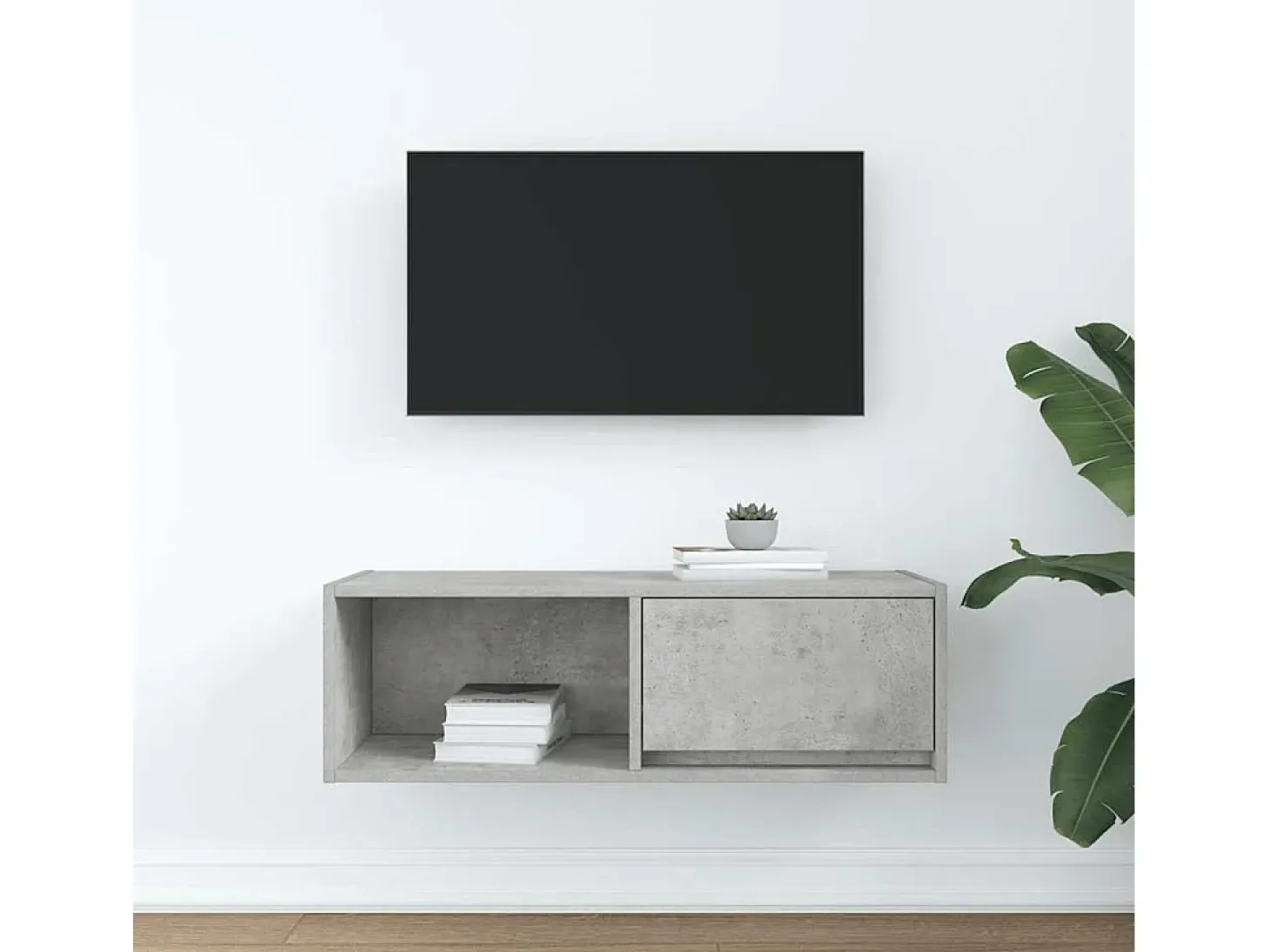 Mueble de TV de madera de ingeniería gris hormigón 80x31x25,5cm