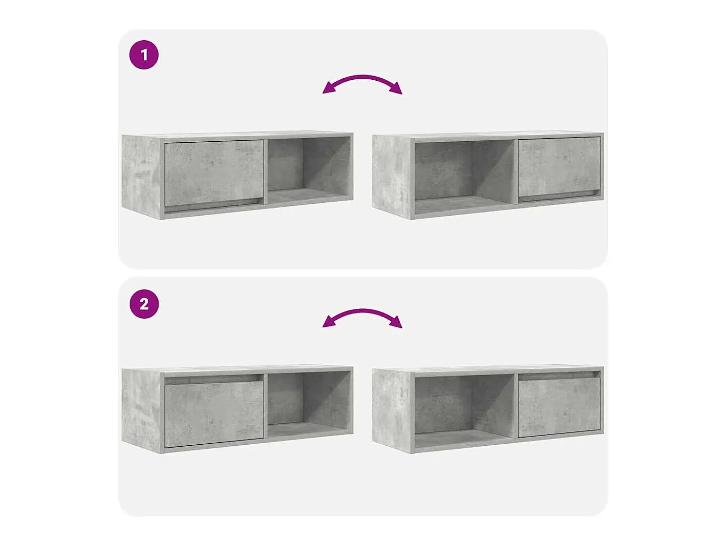 Mueble de TV de madera de ingeniería gris hormigón 80x31x25,5cm